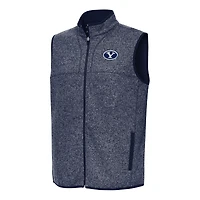 Men's Antigua Heather Navy BYU Cougars Fortune Full-Zip Vest