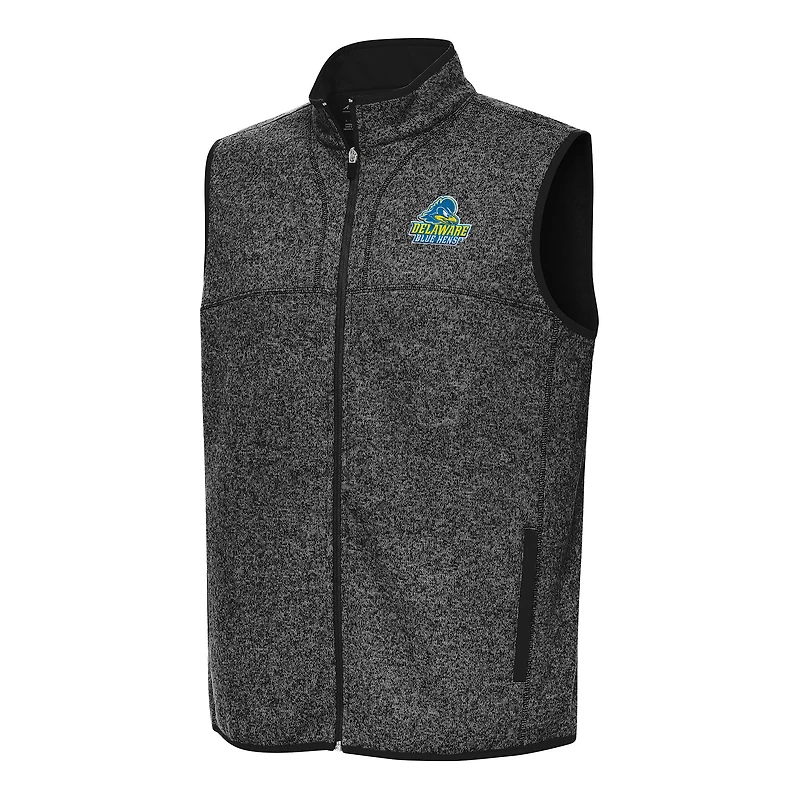 Men's Antigua Heather Black Delaware Fightin' Blue Hens Fortune Full-Zip Vest