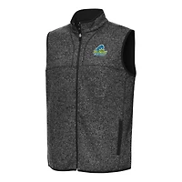 Men's Antigua Heather Black Delaware Fightin' Blue Hens Fortune Full-Zip Vest