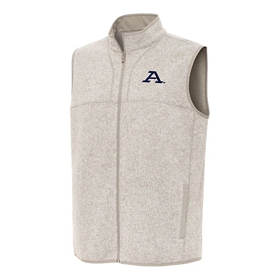 Men's Antigua Heather Oatmeal Akron Zips Fortune Full-Zip Vest