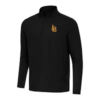 Men's Antigua Black Cal State Long Beach The Beach Intent Quarter-Zip Top