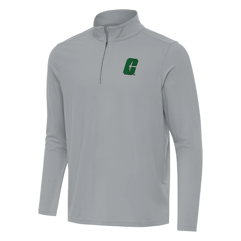 Men's Antigua Gray Charlotte 49ers Intent Quarter-Zip Top