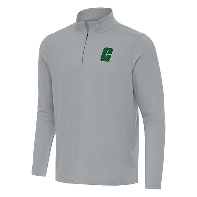 Men's Antigua Gray Charlotte 49ers Intent Quarter-Zip Top