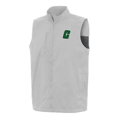 Men's Antigua  Gray Charlotte 49ers Brisk Full-Zip Vest