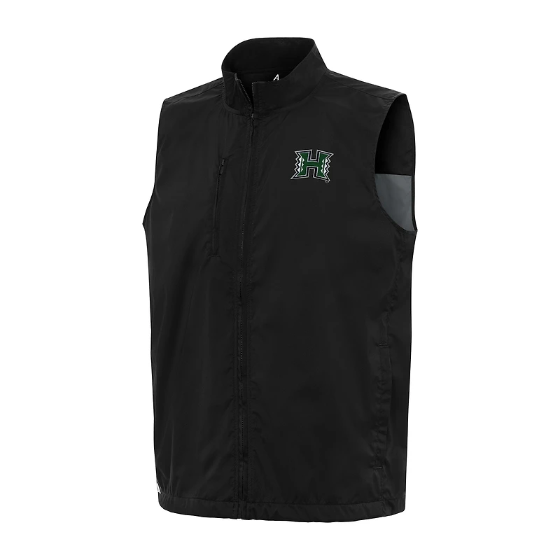 Men's Antigua  Black Hawaii Rainbow Warriors Brisk Full-Zip Vest