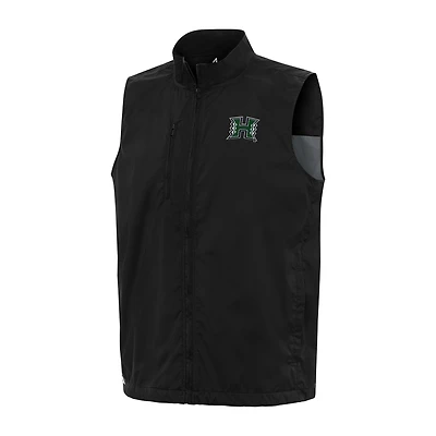 Men's Antigua  Black Hawaii Rainbow Warriors Brisk Full-Zip Vest