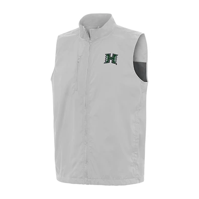 Men's Antigua  Heather Gray Hawaii Rainbow Warriors Brisk Full-Zip Vest