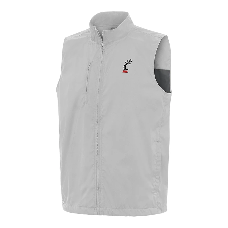 Men's Antigua  Heather Gray Cincinnati Bearcats Brisk Full-Zip Vest