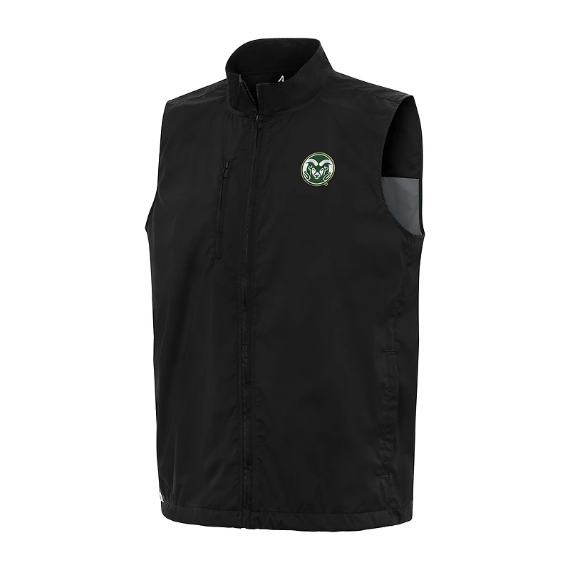 Men's Antigua Black Colorado State Rams Brisk Full-Zip Vest
