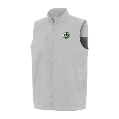 Men's Antigua  Heather Gray Colorado State Rams Brisk Full-Zip Vest