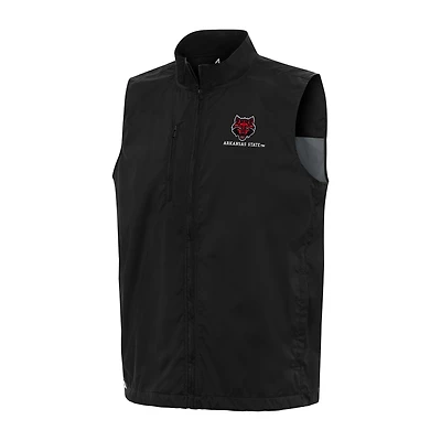Men's Antigua  Black Arkansas State Red Wolves Brisk Full-Zip Vest