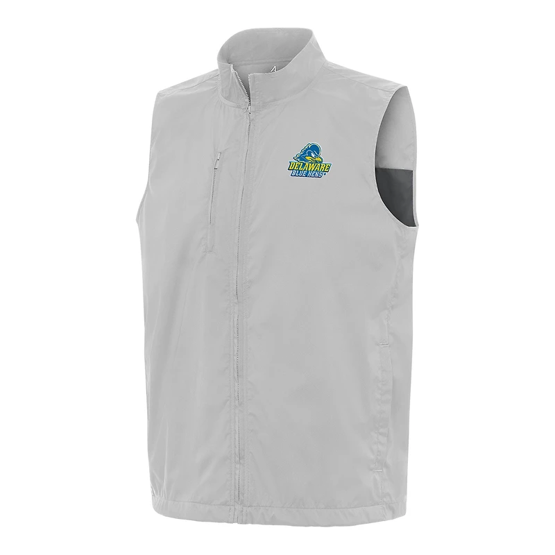 Men's Antigua  Heather Gray Delaware Fightin' Blue Hens Brisk Full-Zip Vest