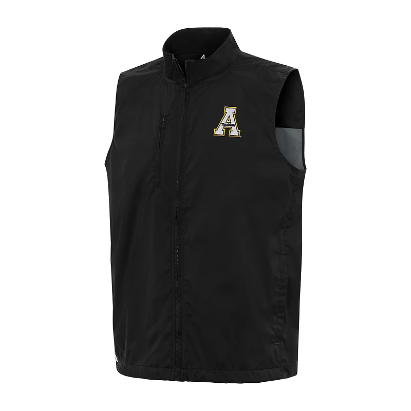 Men's Antigua  Black Appalachian State Mountaineers Brisk Full-Zip Vest
