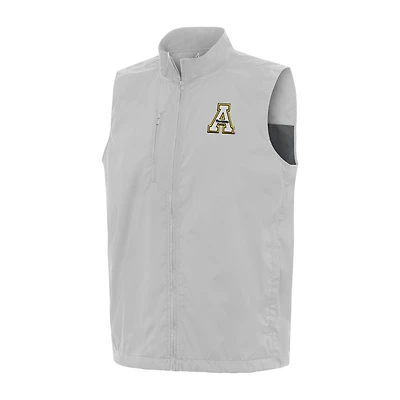 Men's Antigua  Heather Gray Appalachian State Mountaineers Brisk Full-Zip Vest
