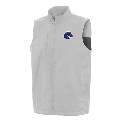 Men's Antigua  Heather Gray Boise State Broncos Brisk Full-Zip Vest