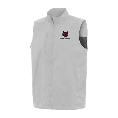 Men's Antigua  Heather Gray Arkansas State Red Wolves Brisk Full-Zip Vest