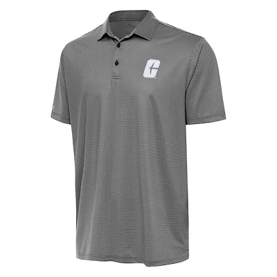 Men's Antigua Black/White Charlotte 49ers Rings Polo