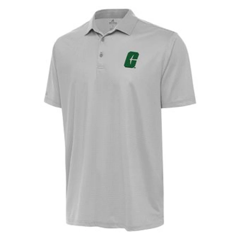 Men's Antigua Gray/White Charlotte 49ers Rings Polo
