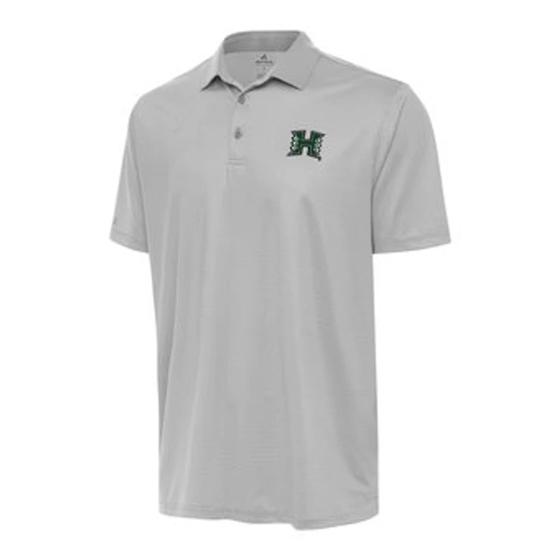 Men's Antigua Gray/White Hawaii Rainbow Warriors Rings Polo