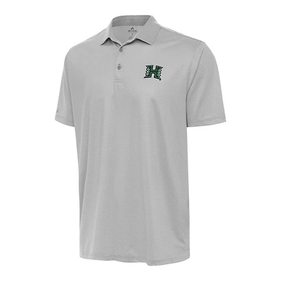 Men's Antigua Gray/White Hawaii Rainbow Warriors Rings Polo