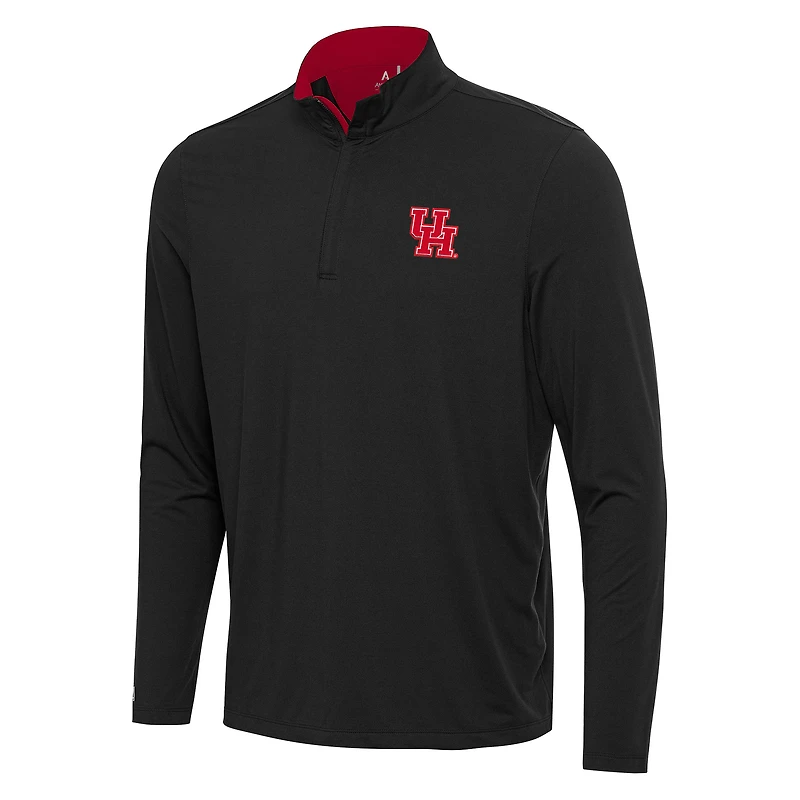 Men's Antigua Black/ Houston Cougars Content Quarter-Zip Pullover Top