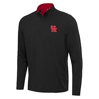 Men's Antigua Black/ Houston Cougars Content Quarter-Zip Pullover Top