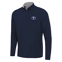 Men's Antigua Navy/Gray BYU Cougars Content Quarter-Zip Pullover Top