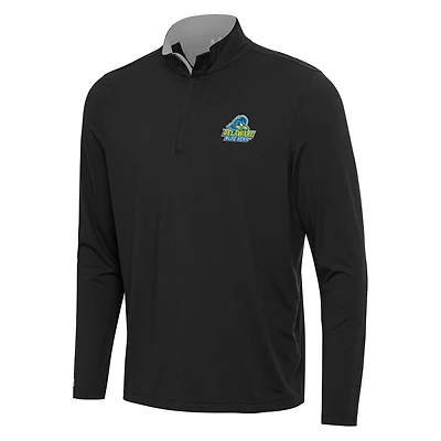 Men's Antigua Black/Gray Delaware Fightin' Blue Hens Content Quarter-Zip Pullover Top