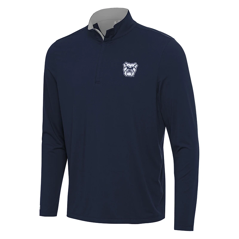 Men's Antigua Navy/Gray Butler Bulldogs Content Quarter-Zip Pullover Top