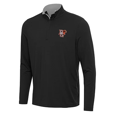 Men's Antigua Black/Gray Bowling Green St. Falcons Content Quarter-Zip Pullover Top