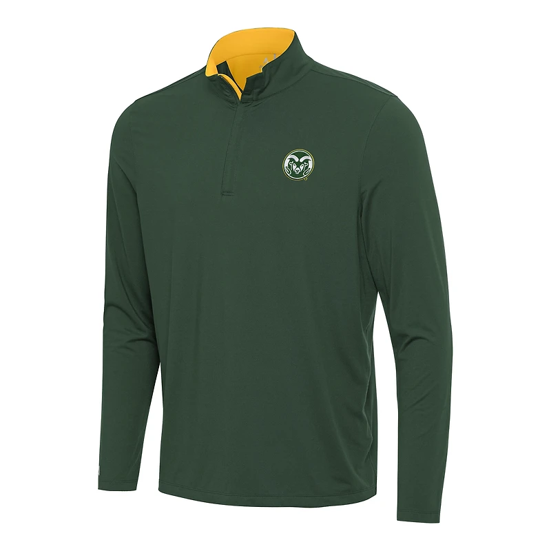 Men's Antigua Green/Gold Colorado State Rams Content Quarter-Zip Pullover Top