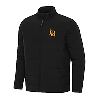 Men's Antigua Black Cal State Long Beach The Beach Swelter Full-Zip Puffer Jacket