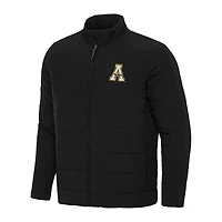 Men's Antigua Black Appalachian State Mountaineers Swelter Full-Zip Puffer Jacket