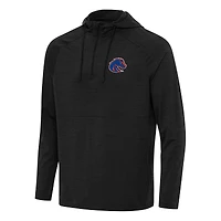 Men's Antigua Heather Boise State Broncos Spikes Raglan Quarter-Zip Hoodie