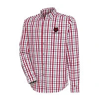Men's Antigua Scarlet/Gray Arkansas State Red Wolves Tending 2 Tri-Blend Long Sleeve Full-Button Shirt