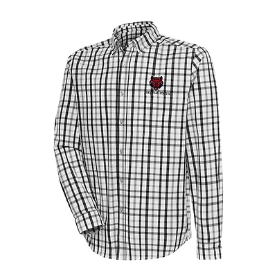 Men's Antigua  Black/Gray Arkansas State Red Wolves Tending 2 Button-Down Long Sleeve Shirt
