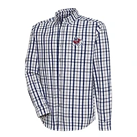 Men's Antigua  Navy/Gray Fresno State Bulldogs Tending 2 Button-Down Long Sleeve Shirt