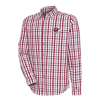 Men's Antigua /Gray Fresno State Bulldogs Tending 2 Tri-Blend Long Sleeve Full-Button Shirt