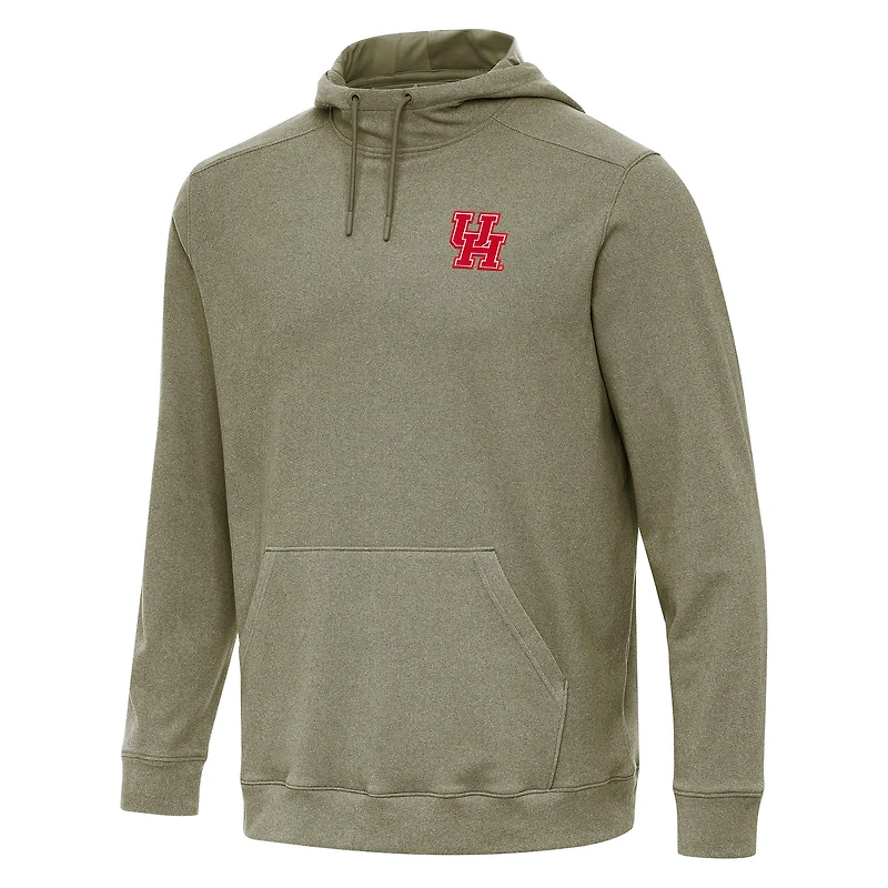 Men's Antigua Heather Olive Houston Cougars Cloud Pullover Hoodie