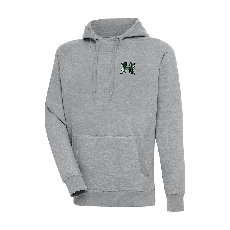 Men's Antigua Heather Gray Hawaii Rainbow Warriors Big & Tall Victory Raglan Pullover Hoodie