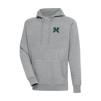 Men's Antigua Heather Gray Hawaii Rainbow Warriors Big & Tall Victory Raglan Pullover Hoodie