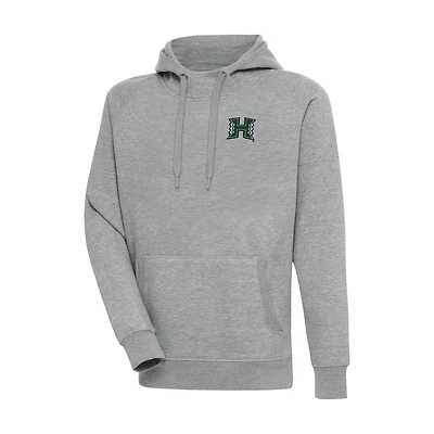 Men's Antigua Heather Gray Hawaii Rainbow Warriors Big & Tall Victory Raglan Pullover Hoodie