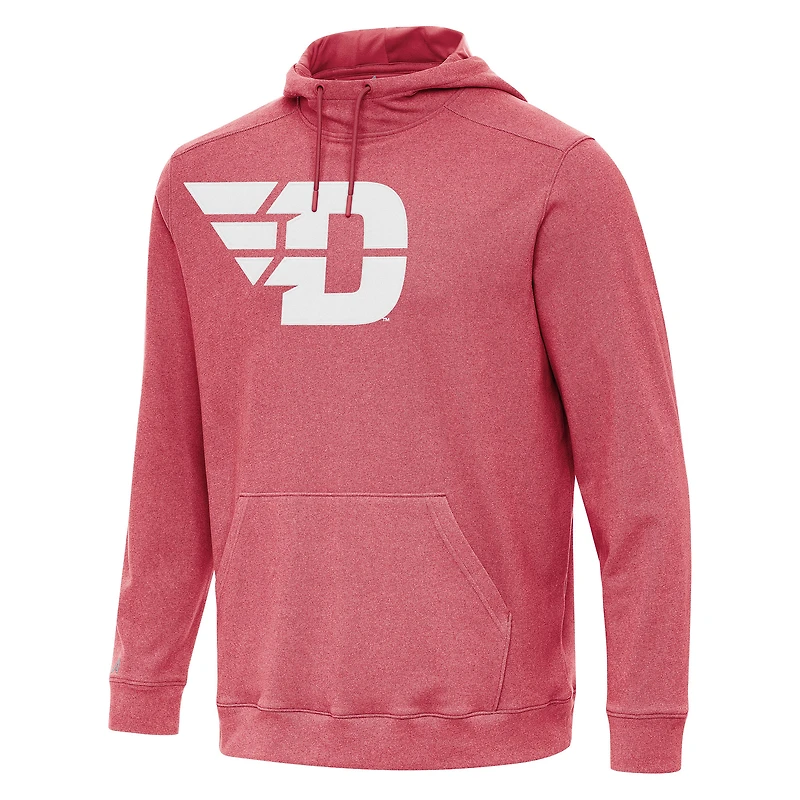Men's Antigua Heather Red Dayton Flyers Cloud Pullover Hoodie