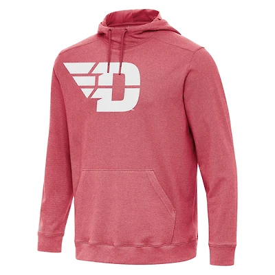 Men's Antigua Heather Red Dayton Flyers Cloud Pullover Hoodie