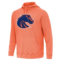 Men's Antigua Heather Orange Boise State Broncos Cloud Pullover Hoodie