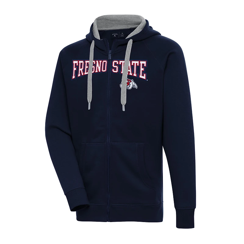 Men's Antigua Navy Fresno State Bulldogs Big & Tall Victory Raglan Full-Zip Hoodie Jacket