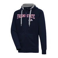 Men's Antigua Navy Fresno State Bulldogs Big & Tall Victory Raglan Full-Zip Hoodie Jacket