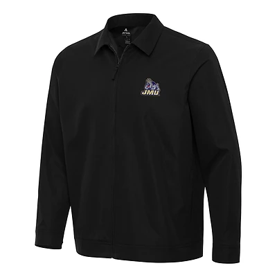 Men's Antigua  Black James Madison Dukes Pivot Full-Zip Jacket
