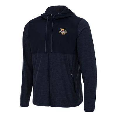 Men's Antigua Navy Marquette Golden Eagles Sway Full-Zip Hoodie Jacket