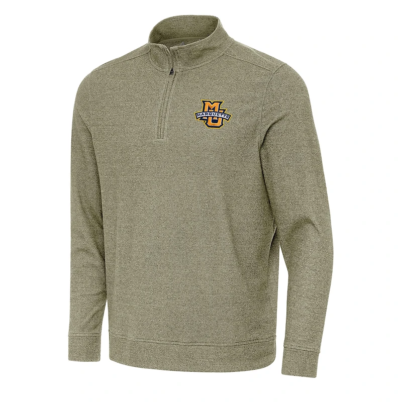 Men's Antigua Olive Marquette Golden Eagles Subtle Quarter-Zip Sweatshirt